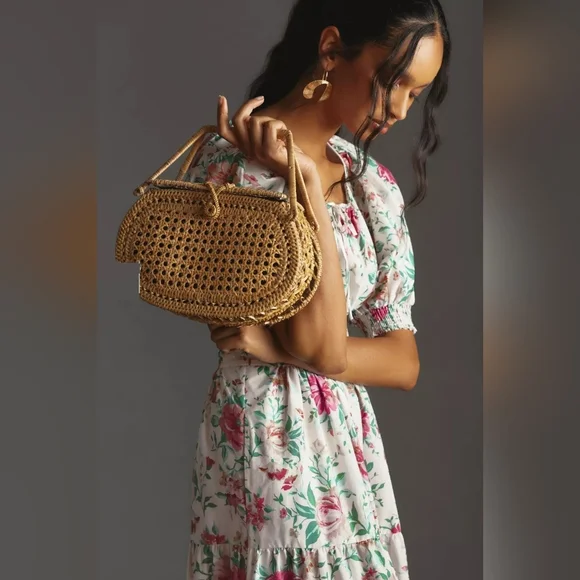 NWT ANTHROPOLOGIE | The Somerset Maxi Dress: Puff-Sleeve Edition, Neutral Motif - Picture 3 of 7